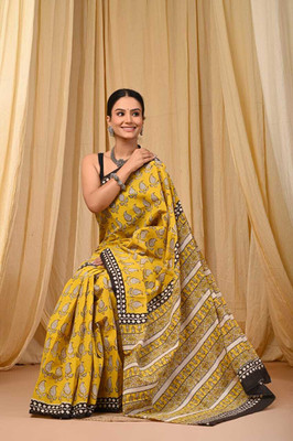 CRAFTWELL Self Design Handloom Pure Cotton Saree(Multicolor)