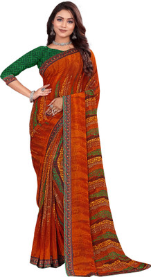 Ridham Sarees Geometric Print Bollywood Georgette Saree(Mustard)
