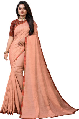Vedant Vastram Self Design Daily Wear Silk Blend Saree(Orange)