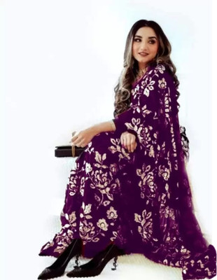 LADY SHOPI Printed Bollywood Georgette Saree(Purple)