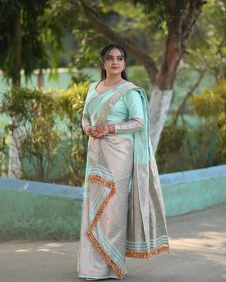 YASA CREATION Woven Mekhela Chador Silk Blend Saree(Multicolor)