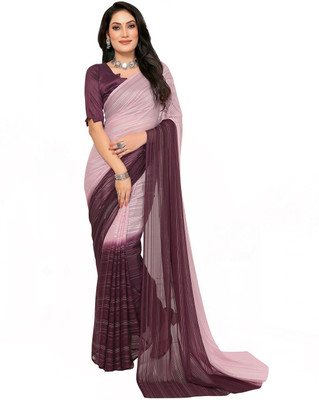 Moda Rapido Striped, Self Design Daily Wear Satin Saree(Pink)