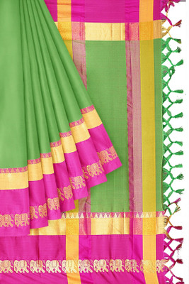 MORTAL TEXTILE R Animal Print Assam Silk Cotton Silk Saree(Yellow)