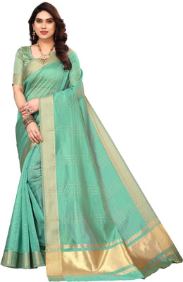 Winza Designer Printed, Solid/Plain, Woven Daily Wear Silk Blend Saree(Light Green)