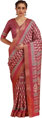 Divastri Printed Daily Wear Silk Blend Saree(Pink)