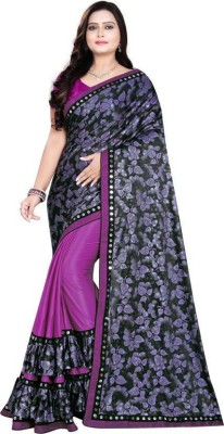 zoentik enterprise Floral Print Bollywood Lycra Blend Saree(Purple)