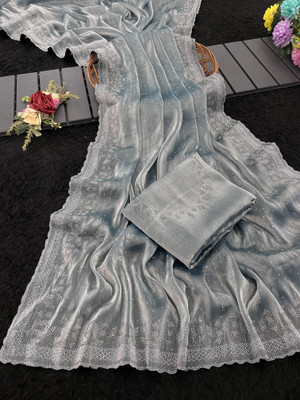 VarniRaaj Fashion Embellished Bollywood Jimmy choo Saree(Light Blue)