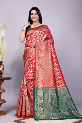 DDRS Fashion Self Design Bollywood Jacquard Saree(Red)