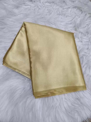 Aruna Sarees Solid/Plain Bollywood Pure Silk, Satin Saree(Gold)