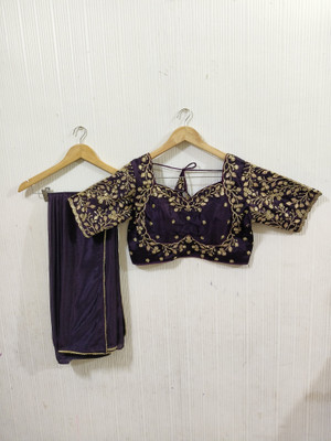 NANCY DESIGNER Embroidered Bollywood Cotton Silk Saree(Purple)