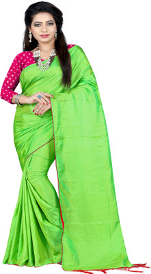 HouseOfCommon Solid/Plain Bollywood Art Silk Saree(Green)