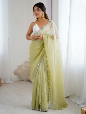 ANOUK Embellished Bollywood Chiffon Saree(Light Green)
