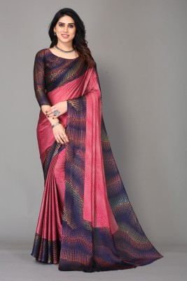 Winza Designer Printed, Solid/Plain Bollywood Chiffon Saree(Pink)