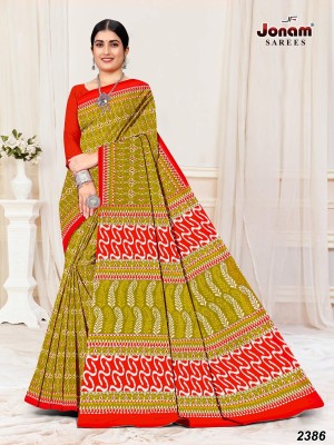 jonam fashion Printed Handloom Pure Cotton Saree(Multicolor)