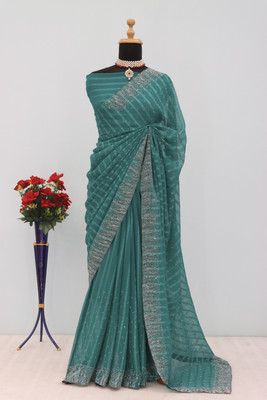 ZOYAL ENTERPRISE Embellished Bollywood Georgette Saree(Light Blue)