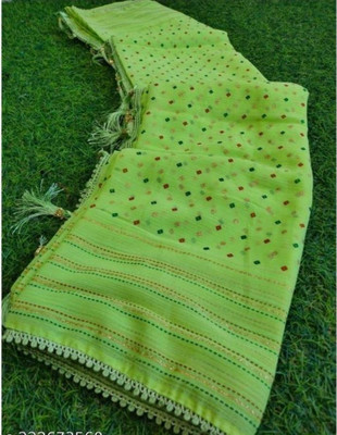 HouseOfCommon Printed Bollywood Georgette Saree(Green)