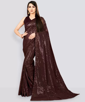 siddharth textiles Embellished Bollywood Georgette Saree(Brown)