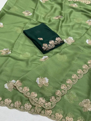Handsel Embroidered Bollywood Georgette Saree(Light Green)