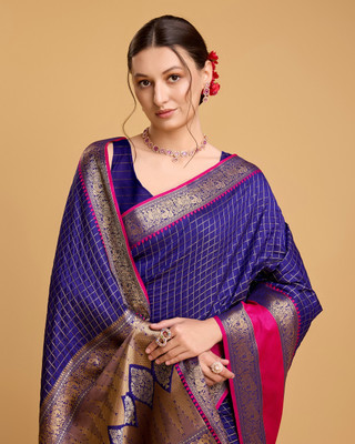 SUDIPTA Woven Banarasi Pure Silk Saree(Blue)