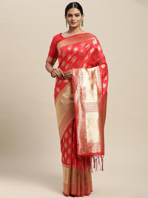 Divastri Woven Banarasi Silk Blend Saree(Red)