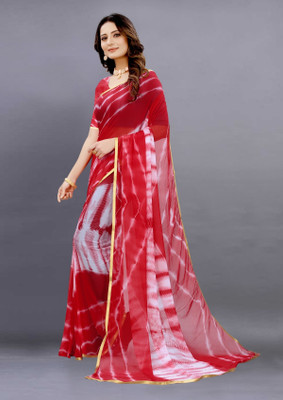 Apnisha Printed Daily Wear Chiffon Saree(Red)