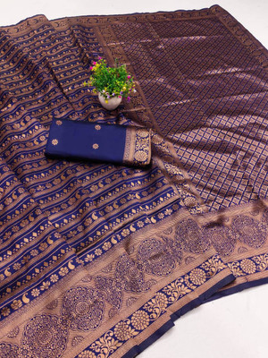 GATISHVAM TETXTILE Woven, Self Design Banarasi Art Silk Saree(Blue)