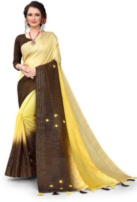 NANCY HUB Self Design Bollywood Viscose Rayon, Cotton Silk Saree(Brown, Yellow)