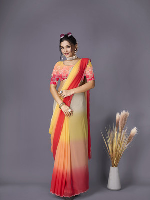 nirmal creation Solid/Plain Bollywood Georgette Saree(Multicolor)