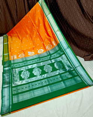 Spewim Woven Paithani Art Silk Saree(Orange)