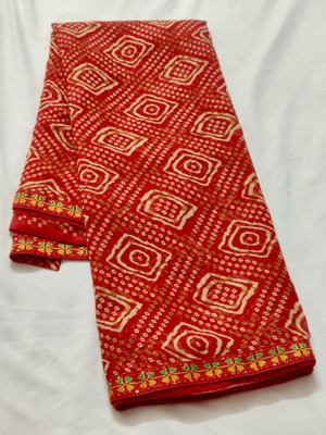 Shikha creation Printed Bandhani Georgette Saree(Red)