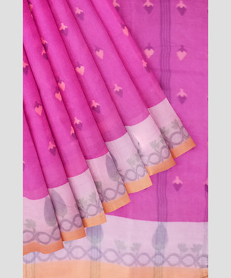 PRANATI ENTERPRISE Woven, Solid/Plain Tant Pure Cotton Saree(Pink)