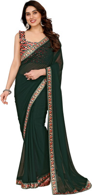 Panchvati NX Solid/Plain Bollywood Georgette Saree(Green)