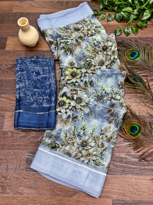 Anand Sarees Floral Print Bollywood Georgette Saree(Grey)