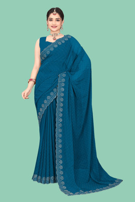 Shiv Febric Embellished Banarasi Chiffon Saree(Beige)