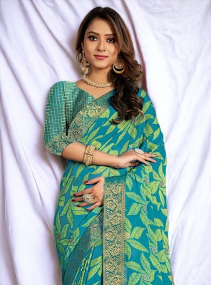 NIRMOHIFASHION Self Design Bollywood Georgette Saree(Light Green)