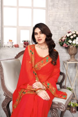 Radheradhey Embroidered Bollywood Georgette Saree(Orange)