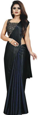 Queen worth Solid/Plain Assam Silk Pure Silk Saree(Black)