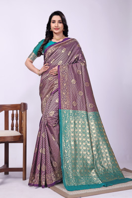 DDRS Fashion Self Design Bollywood Jacquard Saree(Purple)