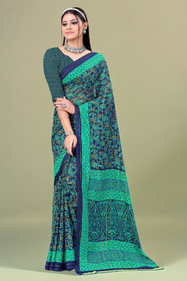 Divastri Printed, Self Design Daily Wear Georgette Saree(Green)