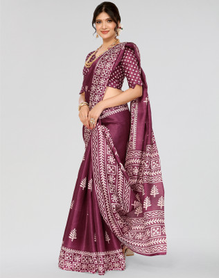 Nirvaan Printed Bollywood Art Silk Saree(Purple)