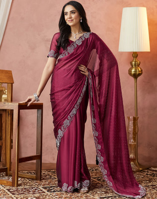 Divastri Embellished, Self Design Bollywood Georgette Saree(Pink)