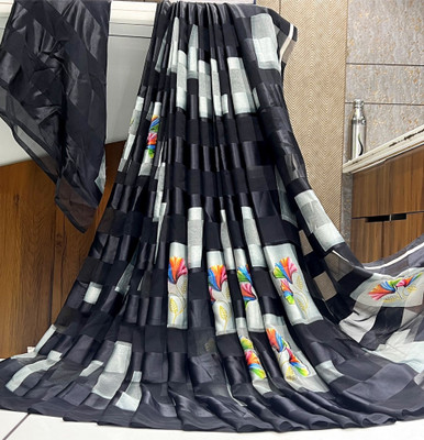 Bombey Velvat Fab Self Design Arani Pattu Georgette, Chiffon Saree(Black)