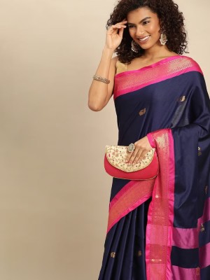 Divastri Embellished, Self Design Mysore Pure Silk Saree(Dark Blue, Pink)