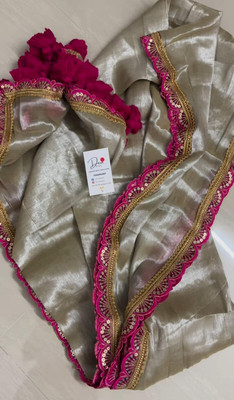 RAJ DARBAR Applique Banarasi Satin Saree(Multicolor)