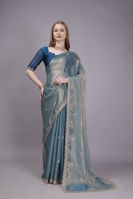 SHREENATHJI CREATION Embroidered Bollywood Chiffon Saree(Grey)