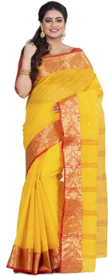 Divastri Woven Tant Pure Cotton Saree(Yellow)