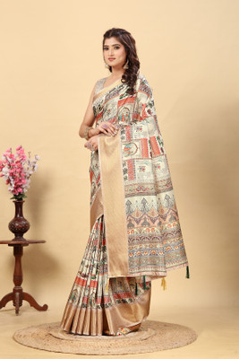 AA ONE ENTERPRISE Printed Bollywood Cotton Silk Saree(Grey)