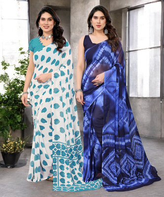 Moda Rapido Printed Bollywood Georgette Saree(Pack of 2, Multicolor)