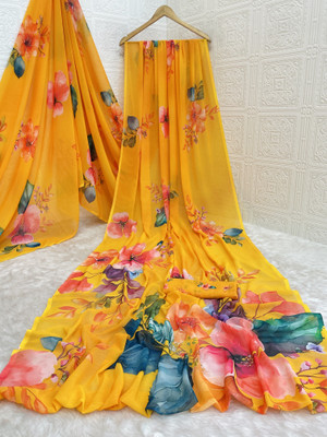Adiyogi Enterprise Digital Print Bollywood Georgette Saree(Green)