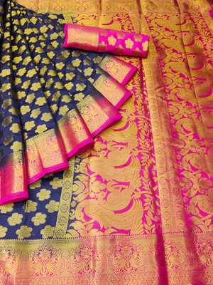 Morpich Fashion Woven Banarasi Nylon Saree(Light Green)